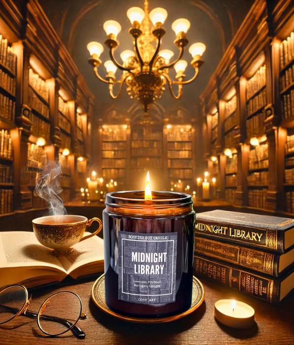 Midnight Library Candle – A Cozy Escape for Book Lovers