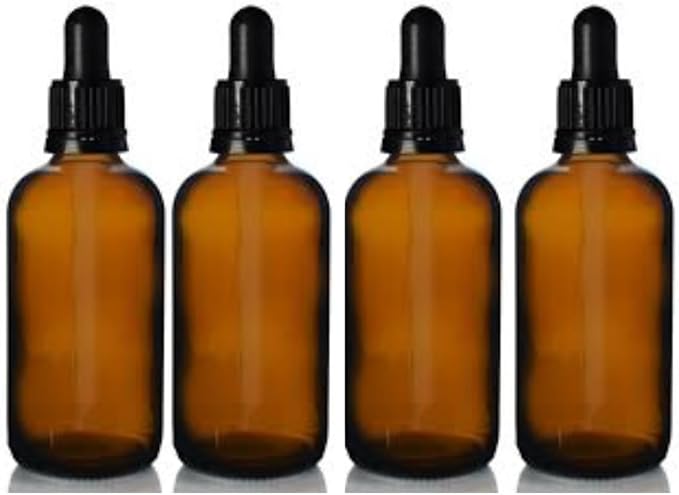 Amber Glass Dropper Bottles Set of 4
